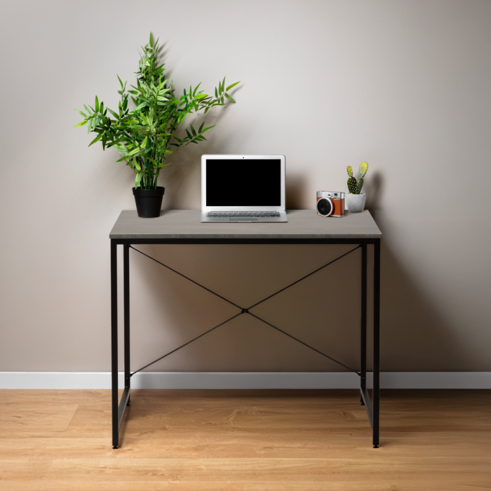 Birou, beton/negru, 90x60 cm, MELLORA [3]