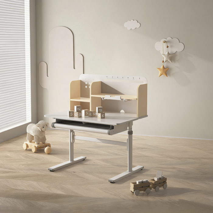 Birou crescător, natural/alb, ADAN [25]