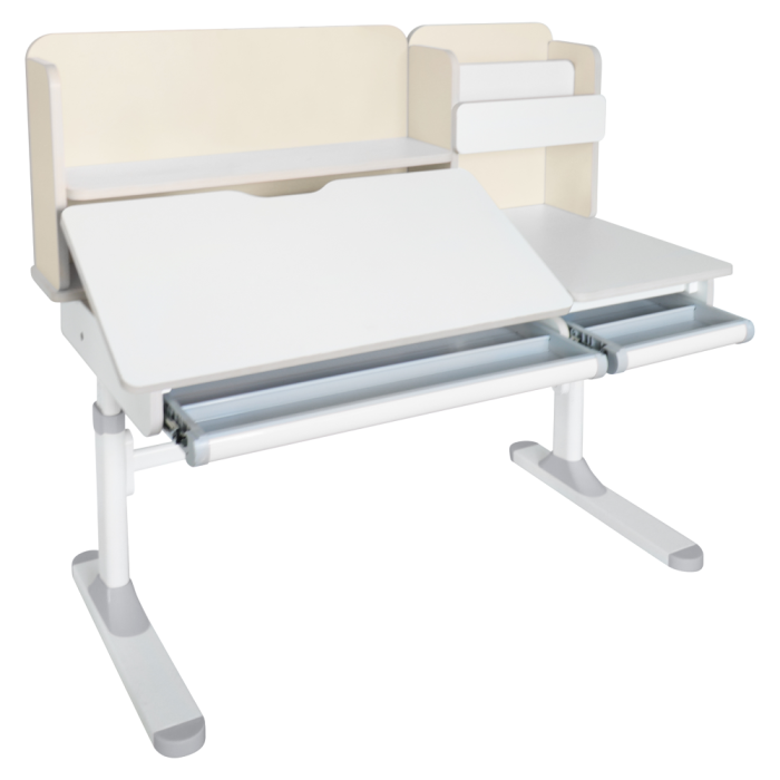 Birou crescător, natural/alb, LEDIN [4]