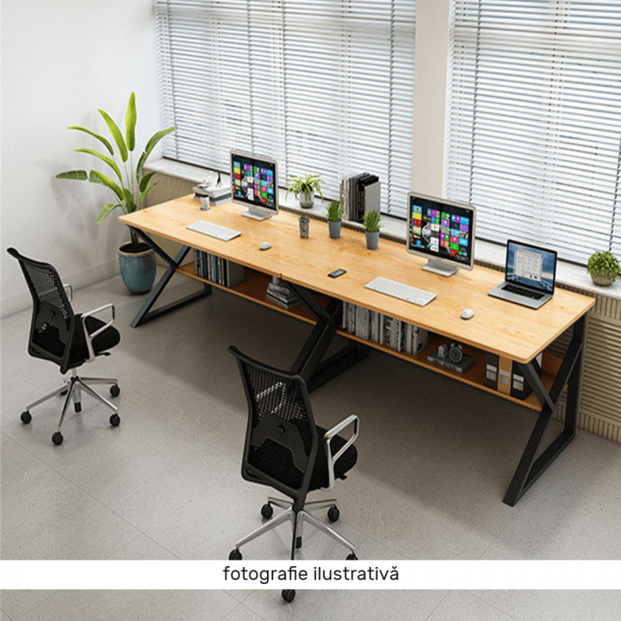 Birou cu raft, fag/negru, TARCAL 140 [2]