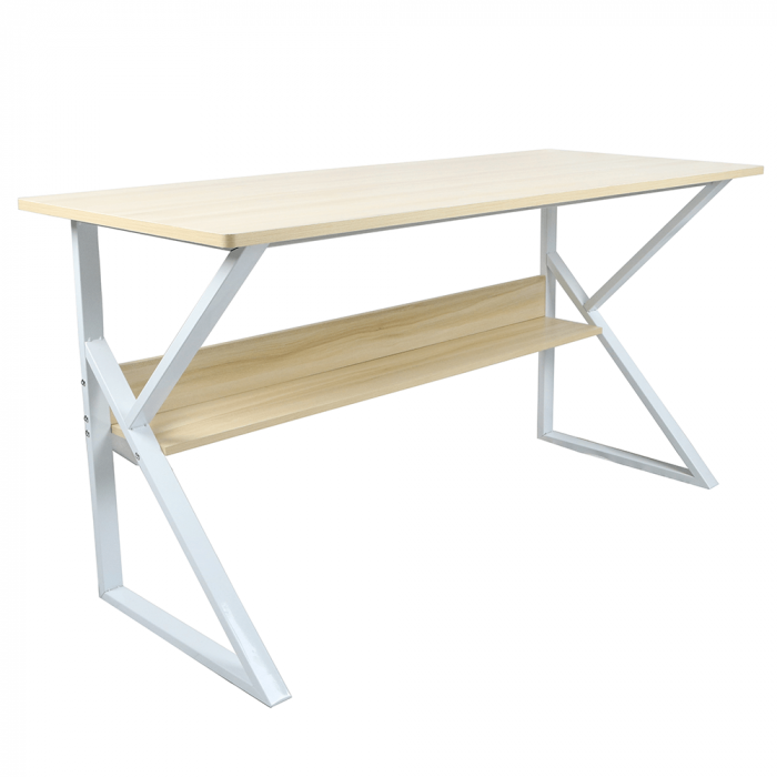 Birou cu raft, stejar natural/alb, TARCAL 140 [6]