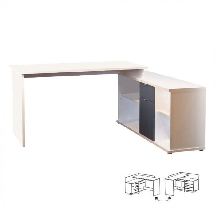 Birou de colt ,gri antracit/alb, universal stanga sau dreapta,167.5x138x75 cm,Bortis Impex [11]