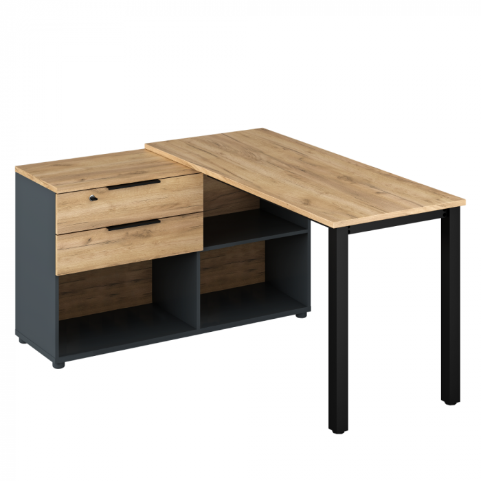Birou de colţ pentru PC, grafit/stejar artisan, modern , rezistent [1]