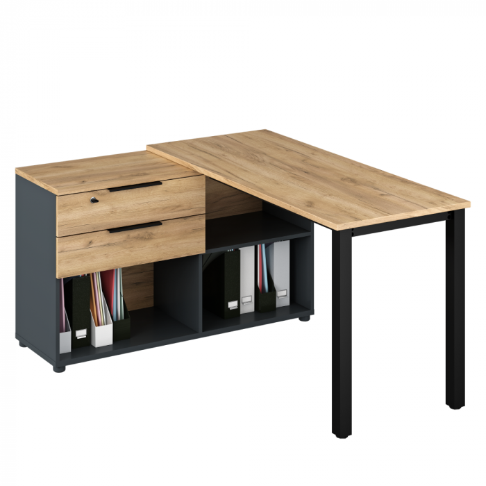 Birou de colţ pentru PC, grafit/stejar artisan, modern , rezistent [3]