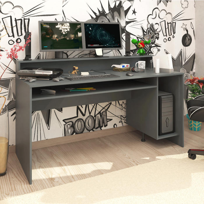 Birou gaming , grafit, 160 cm lungime, Bortis [3]