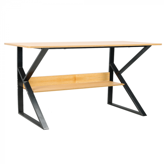 Birou metal negru/mdf fag , 140 cm lungime [4]