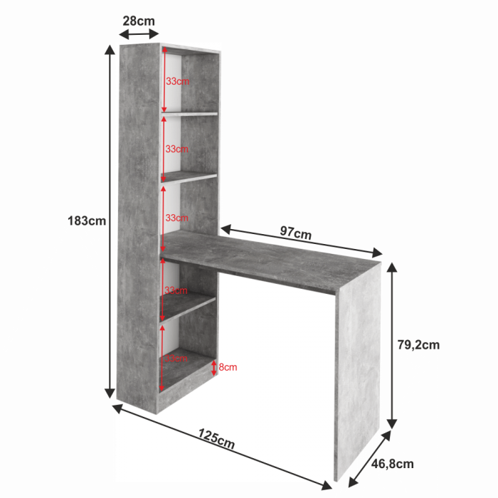 Birou multifuncţională, beton,Bortis Impex [4]