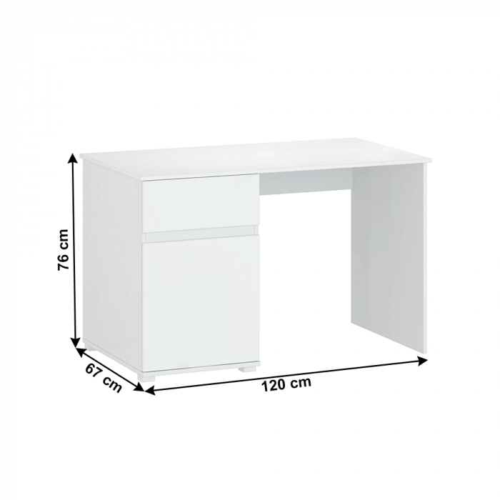 Birou PC 1D1S / 120, alb lucios, LINDY [3]