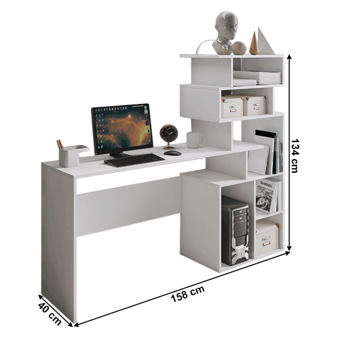 Birou PC, alb, DTD laminat, MAXIM [3]