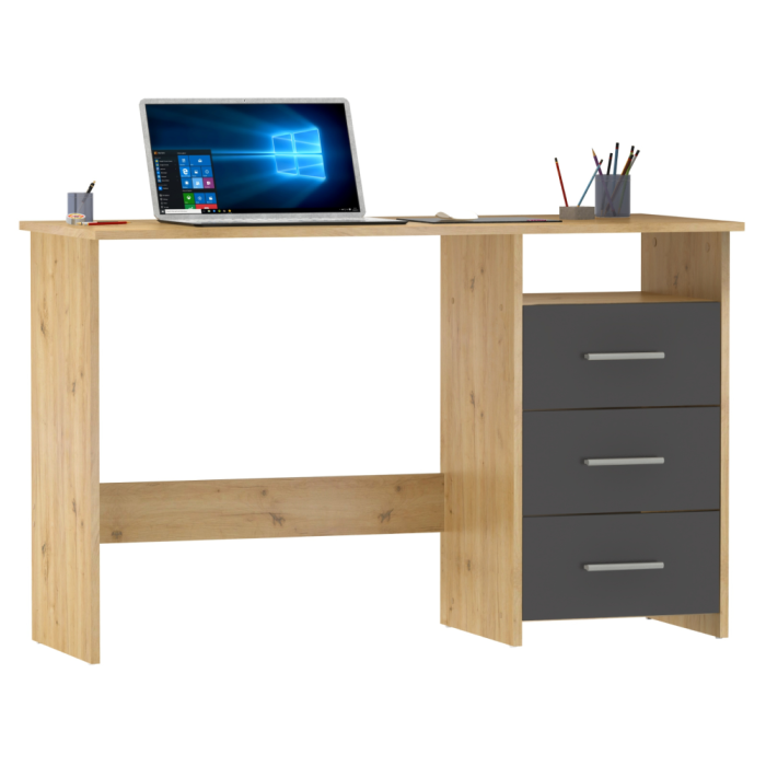 Birou PC, stejar artizanal/grafit, LARISTOTE NEW [6]