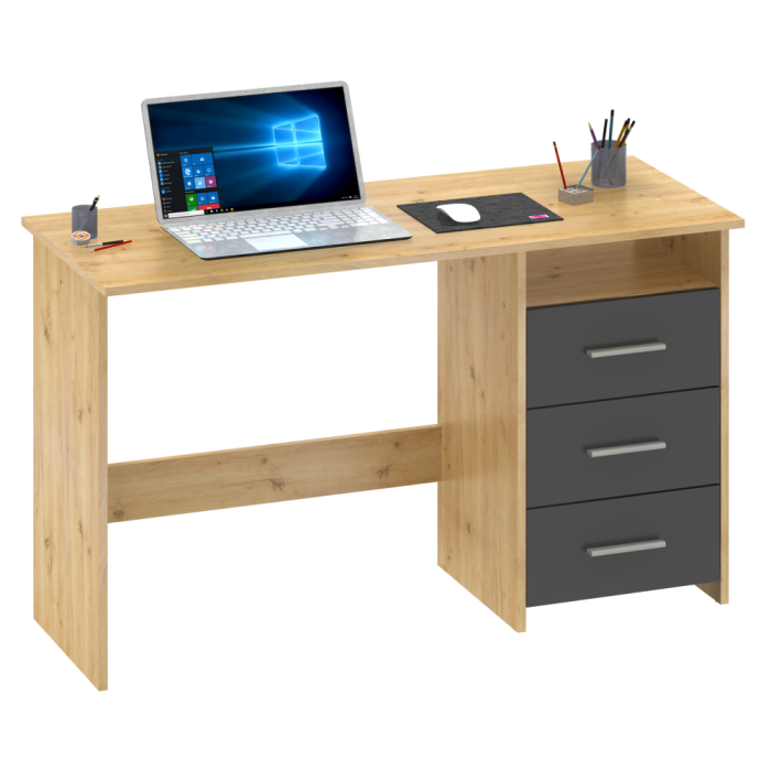 Birou PC, stejar artizanal/grafit, LARISTOTE NEW [2]