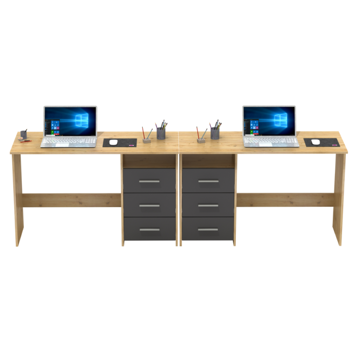 Birou PC, stejar artizanal/grafit, LARISTOTE NEW [16]