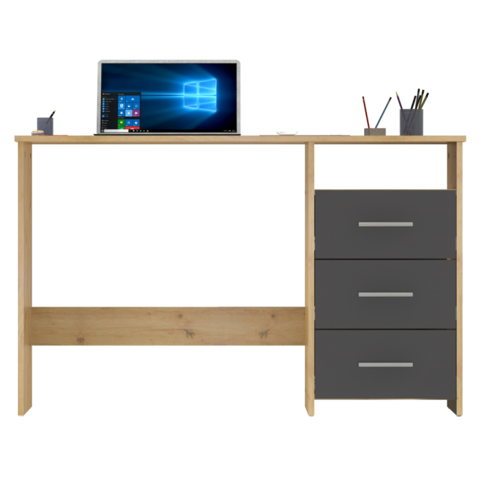 Birou PC, stejar artizanal/grafit, LARISTOTE NEW [9]