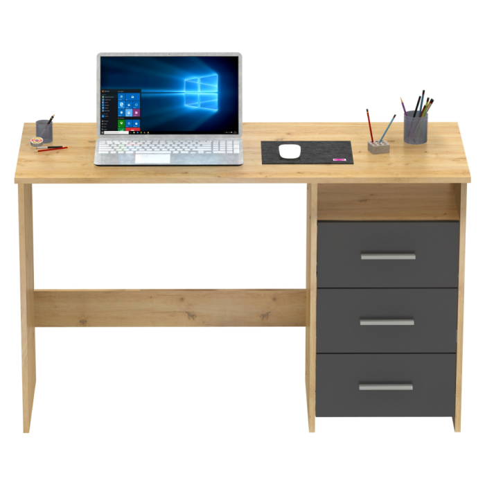 Birou PC, stejar artizanal/grafit, LARISTOTE NEW [10]