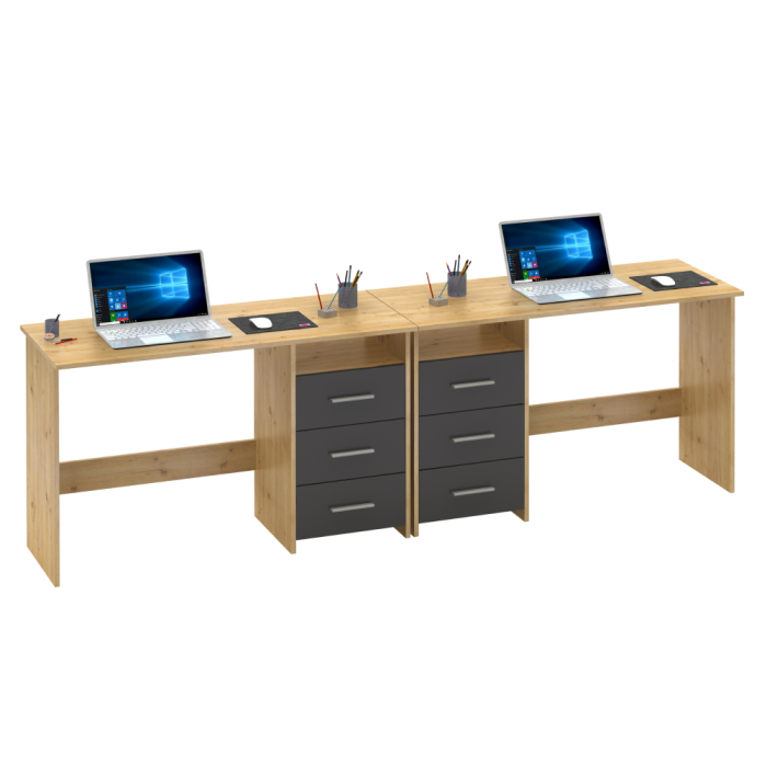 Birou PC, stejar artizanal/grafit, LARISTOTE NEW [17]