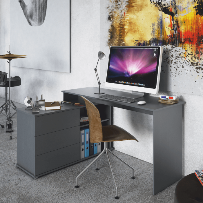 Birou PC universal de colţ, grafit, TERINO [5]