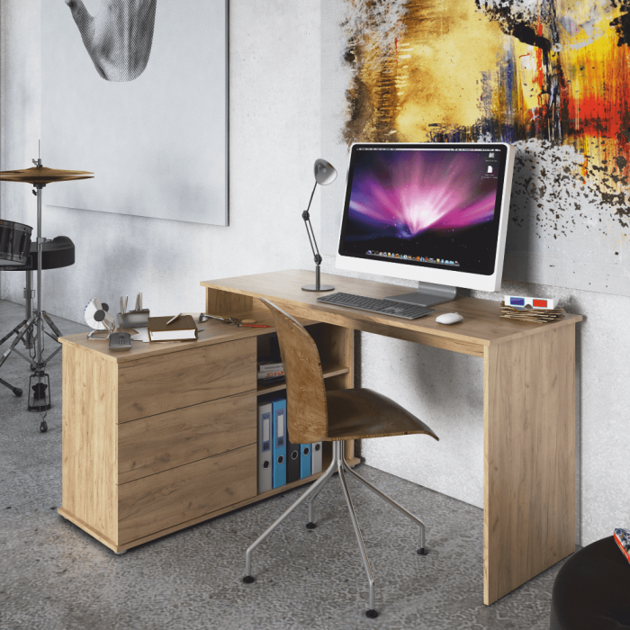 Birou PC universal de colţ, stejar artisan, TERINO [5]