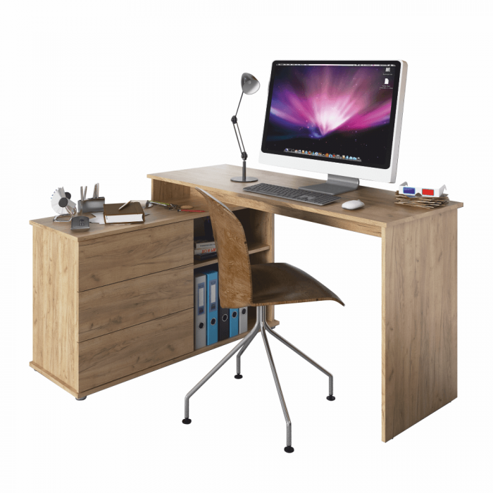 Birou PC universal de colţ, stejar artisan, TERINO [1]