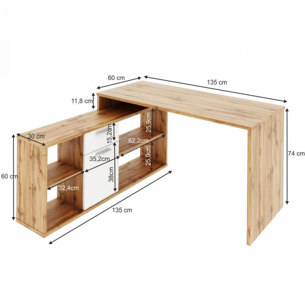 Birou pe colt , 135x135 cm , 5 culori la alegere , Bortis Impex [2]