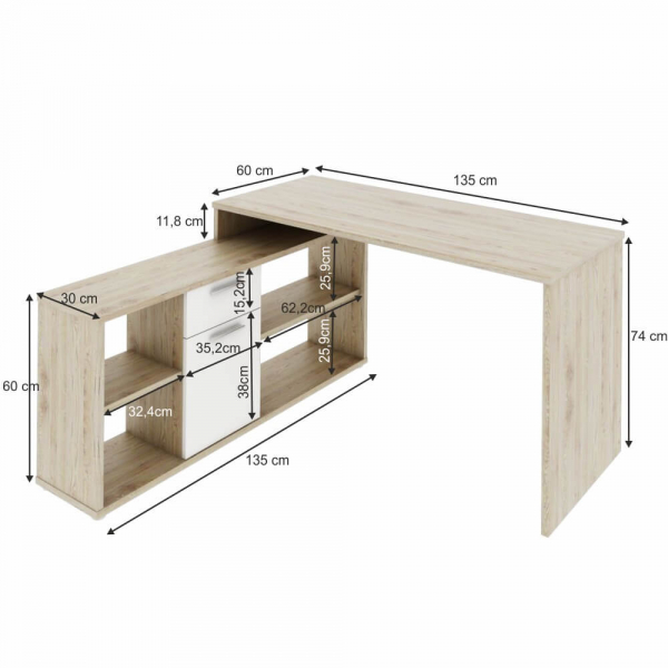 Birou pe colt , 135x135 cm , 5 culori la alegere , Bortis Impex [2]