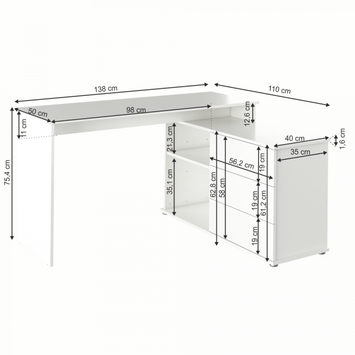 Birou pe colt universal S/D ,3 culori la alegere [5]