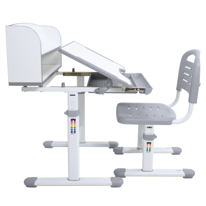 Birou şi scaun crescător, gri/alb, set ZION [7]