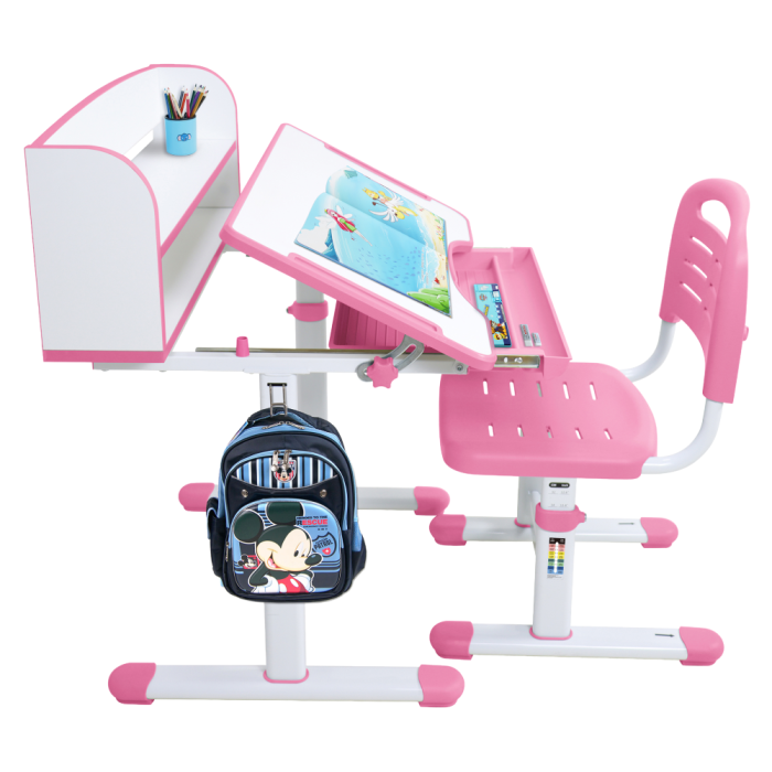 Birou şi scaun pentru creştere, roz/alb, set ZION [27]