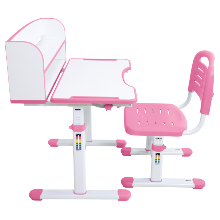 Birou şi scaun pentru creştere, roz/alb, set ZION [4]