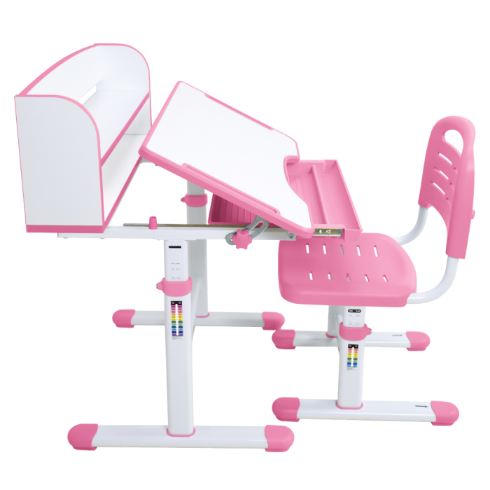 Birou şi scaun pentru creştere, roz/alb, set ZION [6]