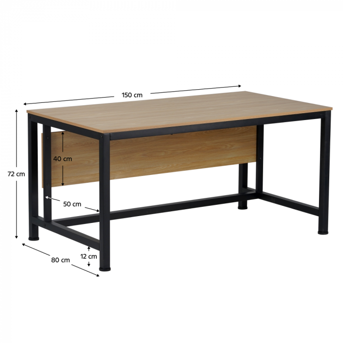 Birou, stejar/negru, 150x80 cm, KILIS NEW [5]