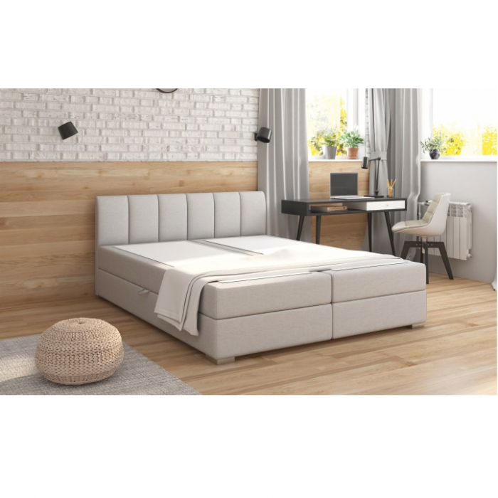boxspring pat 160x200, gri deschis, RIANA KOMFORT [5]