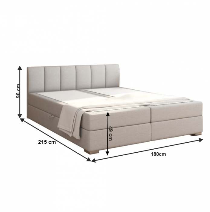 boxspring pat 180x200, gri deschis, RIANA KOMFORT [3]