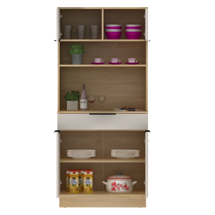 Dulap/Bufet bucatarie sau pentru diferite incaperi, multifunctional, cu patru uşi si sertar, stejar artizan/casmir , 80 cm lungime x 40 cm adancime x177,1 cm inaltime , spatii depozitare, practic [6]