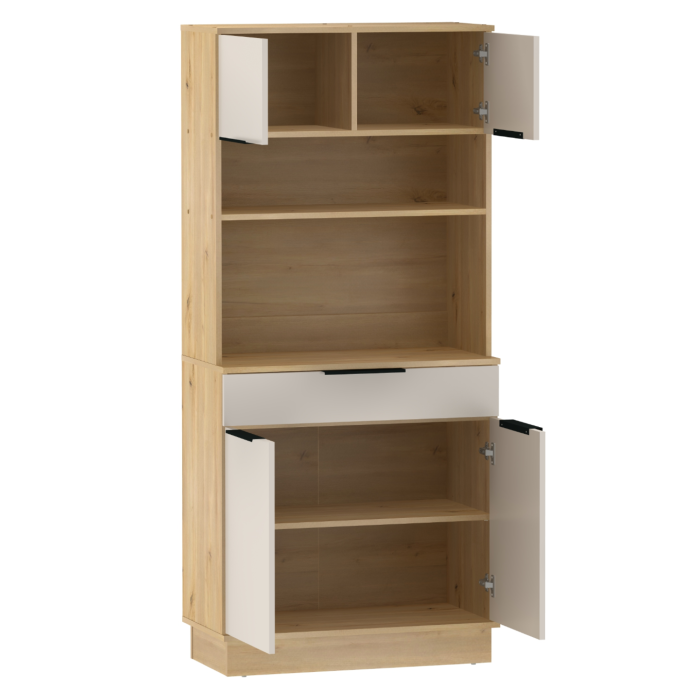 Dulap/Bufet bucatarie sau pentru diferite incaperi, multifunctional, cu patru uşi si sertar, stejar artizan/casmir , 80 cm lungime x 40 cm adancime x177,1 cm inaltime , spatii depozitare, practic [2]