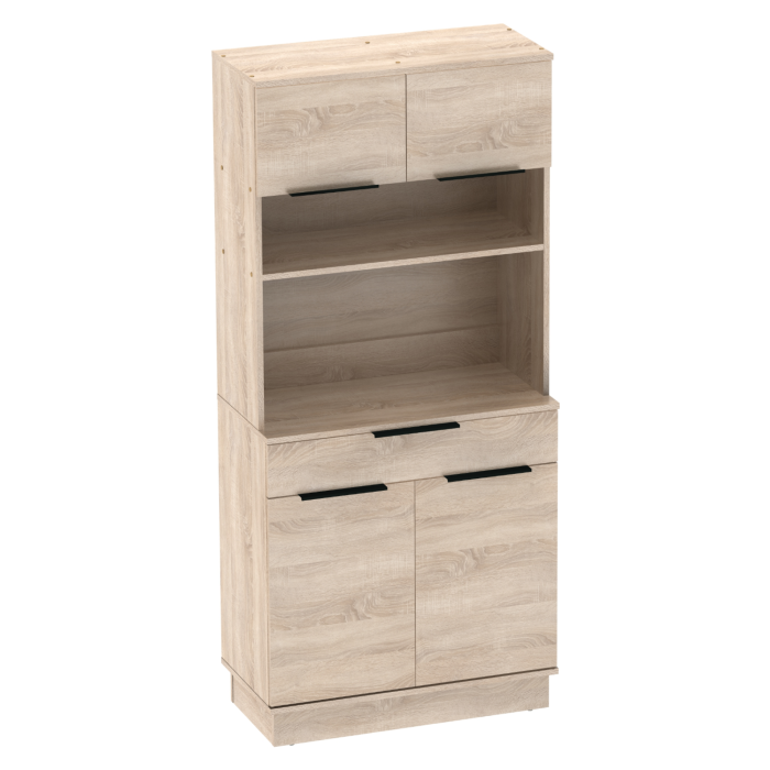 Dulap/Bufet bucatarie sau pentru diferite incaperi, multifunctional, cu patru uşi si sertar, stejar sonoma, 80 cm lungime x 40 cm adancime x177,1 cm inaltime , spatii depozitare, practic si modern [7]