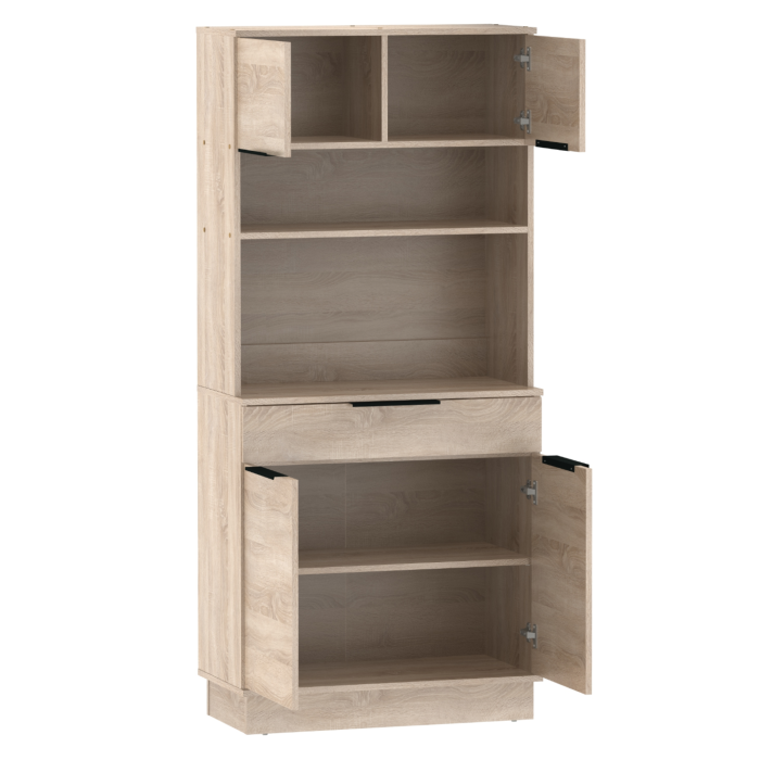 Dulap/Bufet bucatarie sau pentru diferite incaperi, multifunctional, cu patru uşi si sertar, stejar sonoma, 80 cm lungime x 40 cm adancime x177,1 cm inaltime , spatii depozitare, practic si modern [2]