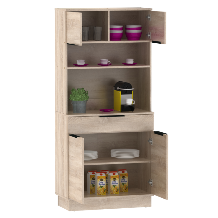 Dulap/Bufet bucatarie sau pentru diferite incaperi, multifunctional, cu patru uşi si sertar, stejar sonoma, 80 cm lungime x 40 cm adancime x177,1 cm inaltime , spatii depozitare, practic si modern [3]