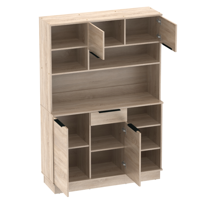 Dulap/Bufet bucatarie sau pentru diferite incaperi, multifunctional, cu patru uşi si sertar, stejar sonoma, 120 cm lungime x 40 cm adancime x177,1 cm inaltime , spatii depozitare, practic si modern, [10]