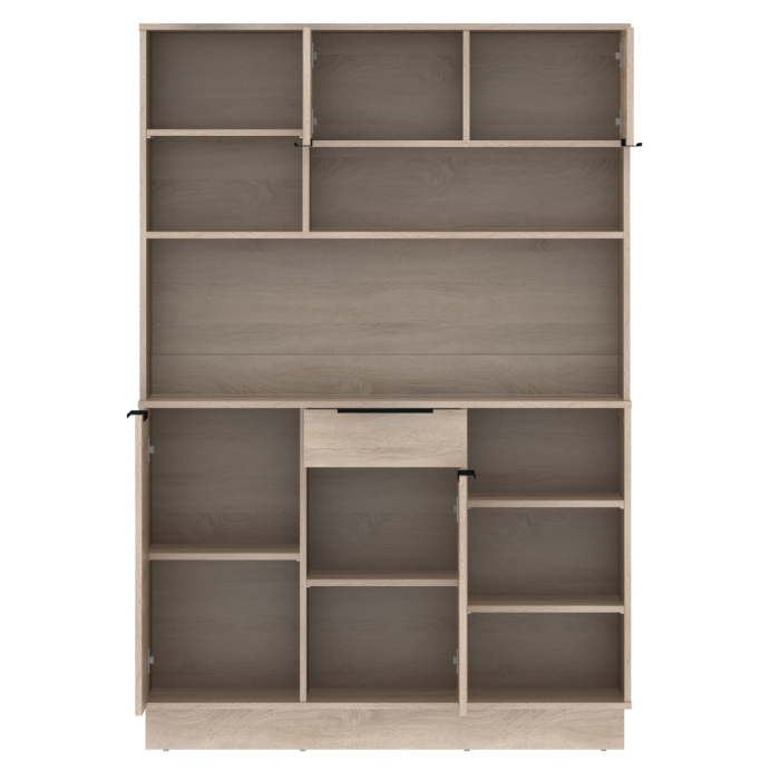 Dulap/Bufet bucatarie sau pentru diferite incaperi, multifunctional, cu patru uşi si sertar, stejar sonoma, 120 cm lungime x 40 cm adancime x177,1 cm inaltime , spatii depozitare, practic si modern, [7]