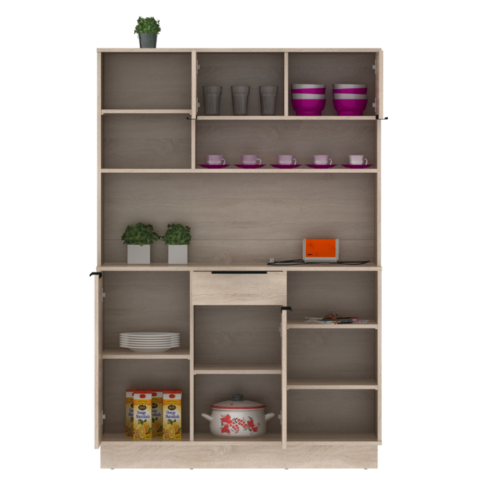 Dulap/Bufet bucatarie sau pentru diferite incaperi, multifunctional, cu patru uşi si sertar, stejar sonoma, 120 cm lungime x 40 cm adancime x177,1 cm inaltime , spatii depozitare, practic si modern, [8]