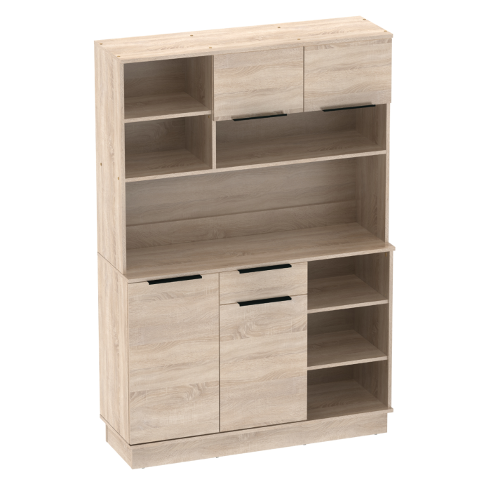 Dulap/Bufet bucatarie sau pentru diferite incaperi, multifunctional, cu patru uşi si sertar, stejar sonoma, 120 cm lungime x 40 cm adancime x177,1 cm inaltime , spatii depozitare, practic si modern, [9]