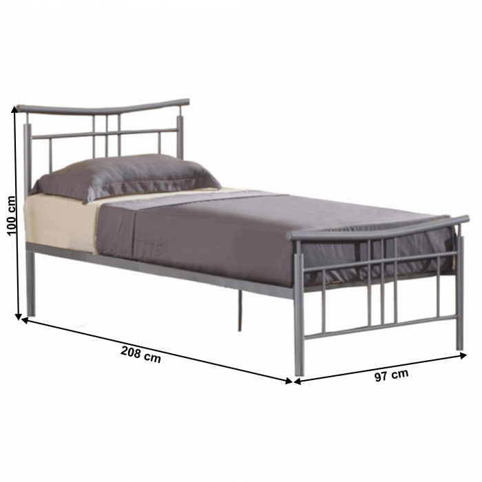 Cadru pat cu somieră, metal argintiu, 90x200, DORADO NEW [3]