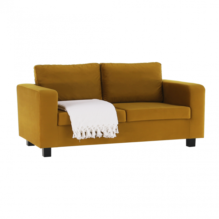 Canapea complet tapiţată, 3 locuri, ţesătură muştar, LUANA [13]