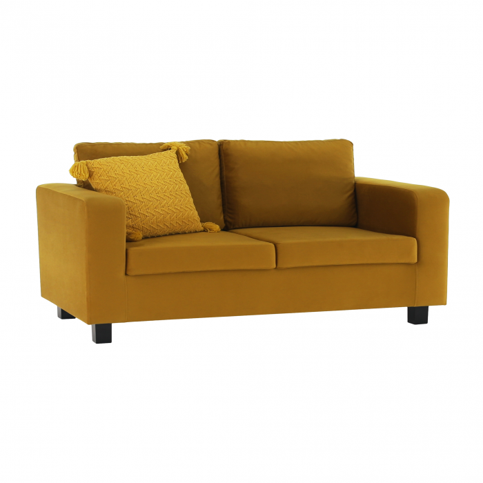 Canapea complet tapiţată, 3 locuri, ţesătură muştar, LUANA [12]