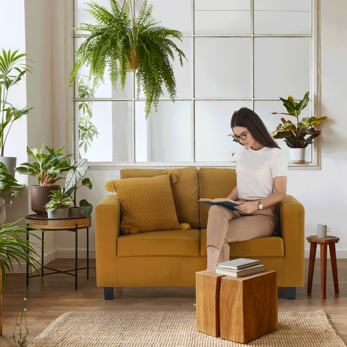 Canapea complet tapiţată, ţesătură muştar, LUANA [18]