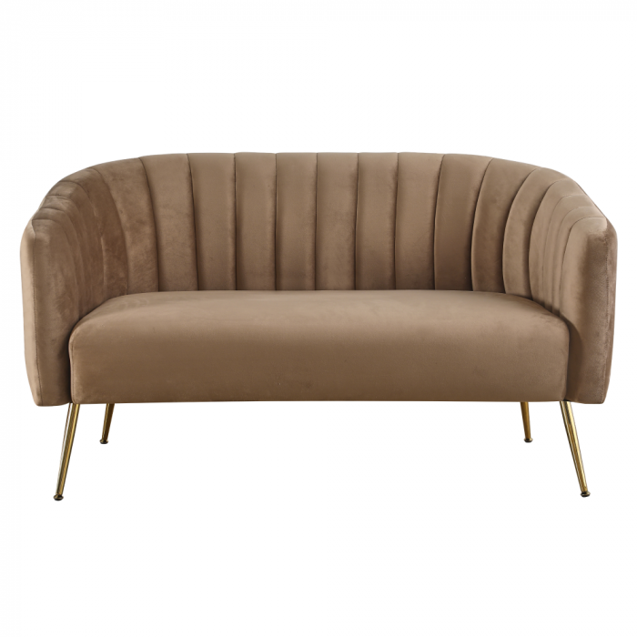 Canapea de design cu 2 locuri, ţesătură Velvet maro/gold crom-auriu, BAGY [2]