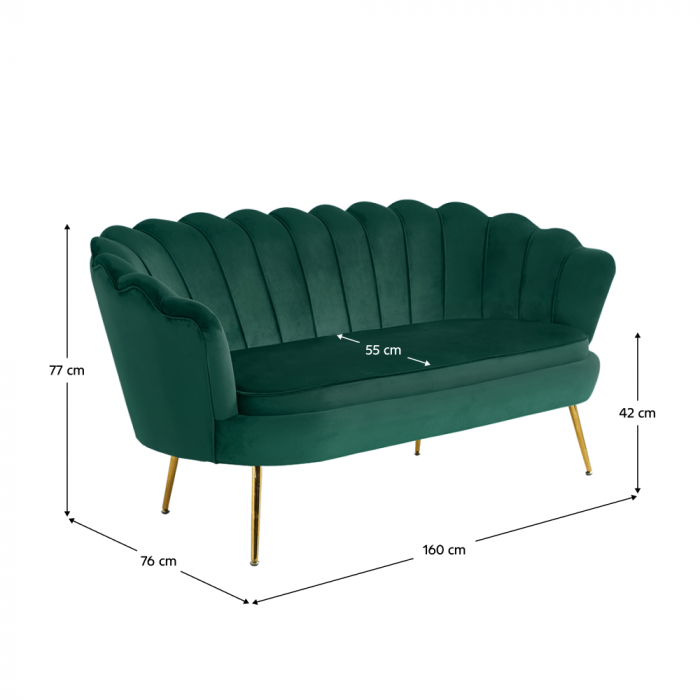 Canapea de lux, 2,5 locuri, smarald / auriu, Art-deco, NOBLIN [2]