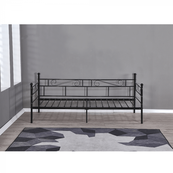 Canapea din metal - de o persoană, negru, 90x200, ROZALI [8]