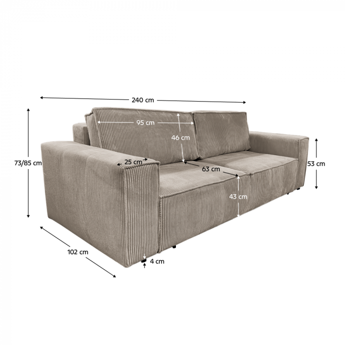 Canapea extensibilă, bej, HARPERA BIG SOFA [7]