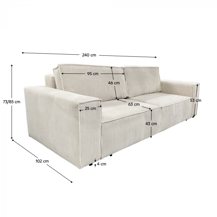 Canapea extensibilă, crem, HARPERA BIG SOFA [3]